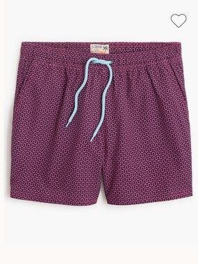 J. Crew Purple Geometric Swim Shorts with Teal Drawstring